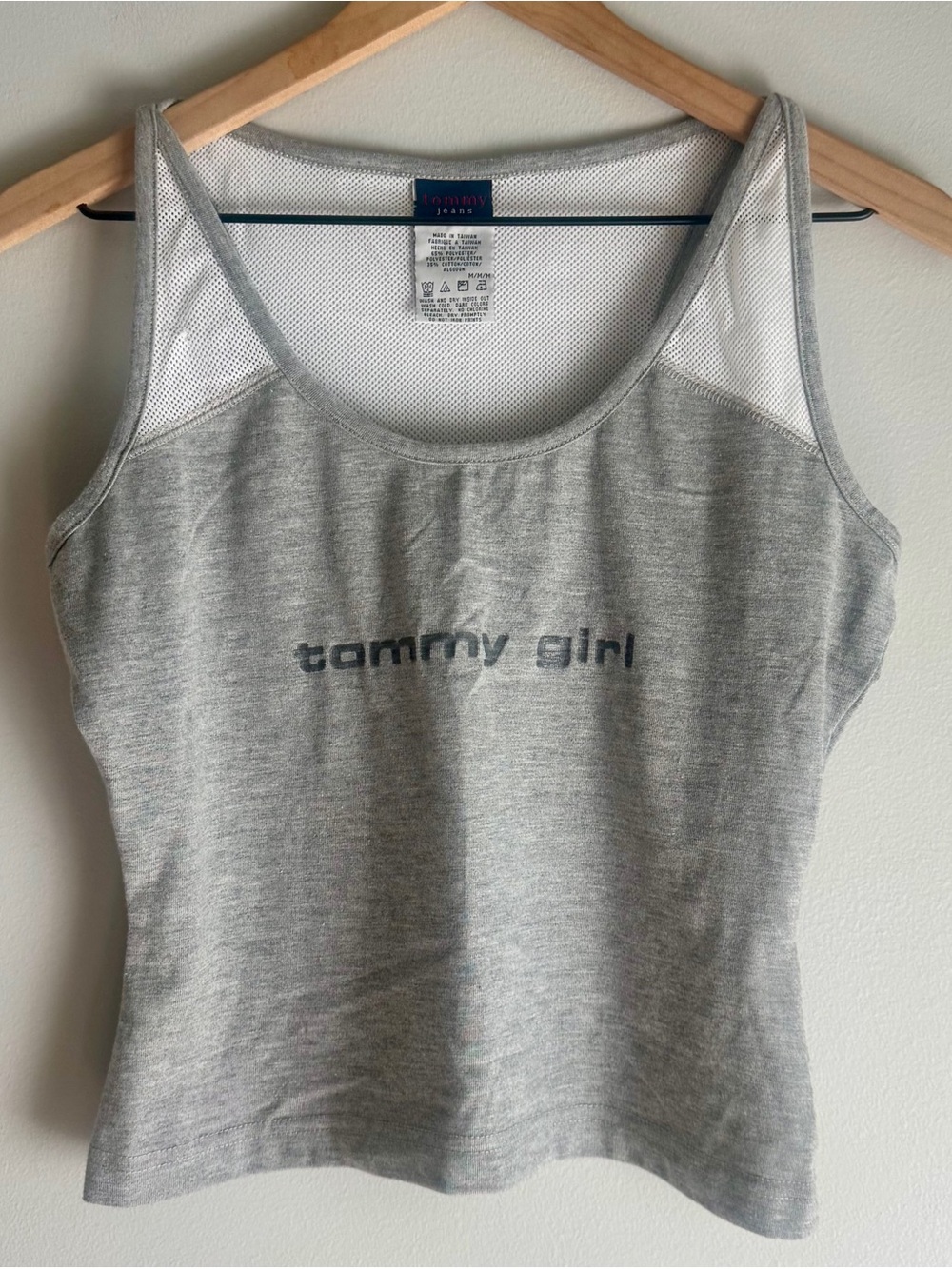 Tommy Hilfiger Girl Vintage Y2K Gray Cropped Tank Top Size Medium